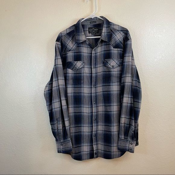 Cody James men’s XLT plaid western pearl snap long sleeve shirt